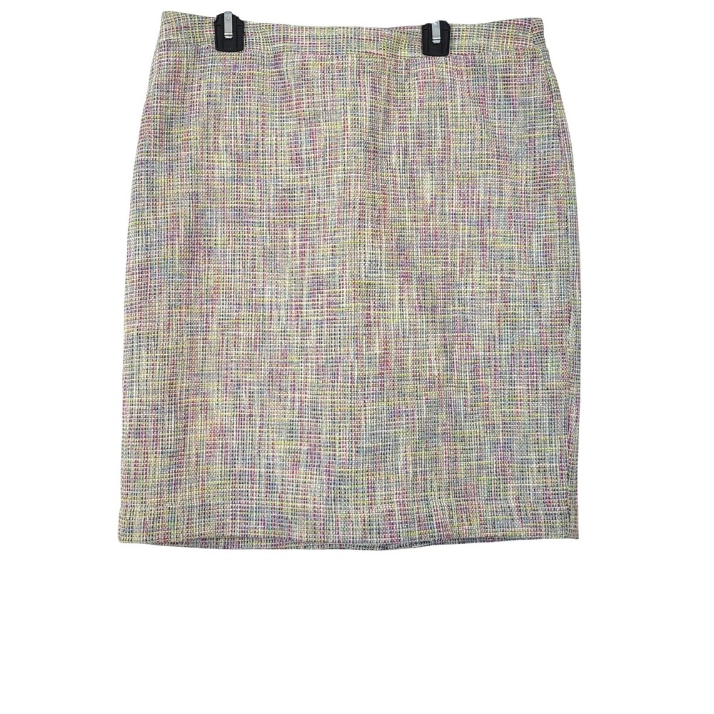 Loft‎ Womens Pink Multicolor Classic Tweed Lined Preppy Textured Pencil Skirt 6
